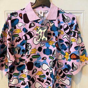 BABY MILO BABE A BATHING APE AOP Vintage 2000s Polo Shirt Pink Color - NEW